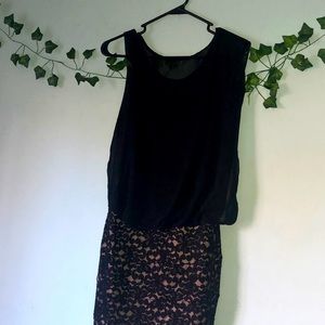 Black dress with lace design from waist down